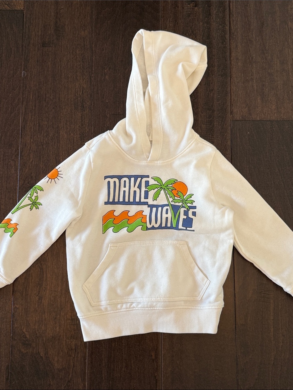 Old Navy Boys Make Waves Kids Hoodie Sweatshirt - Cream Graphic Pullover